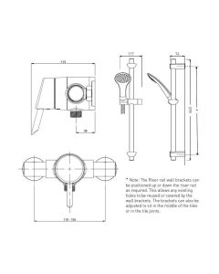 Acute Exposed Shower with Adjustable Riser